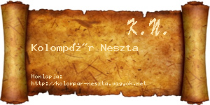 Kolompár Neszta névjegykártya